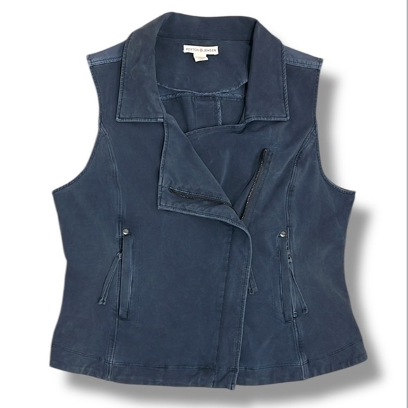 Peyton Jensen Womens Asymmetric Georgia Vest Blue Size L Moto Grunge Festival - Picture 1 of 11